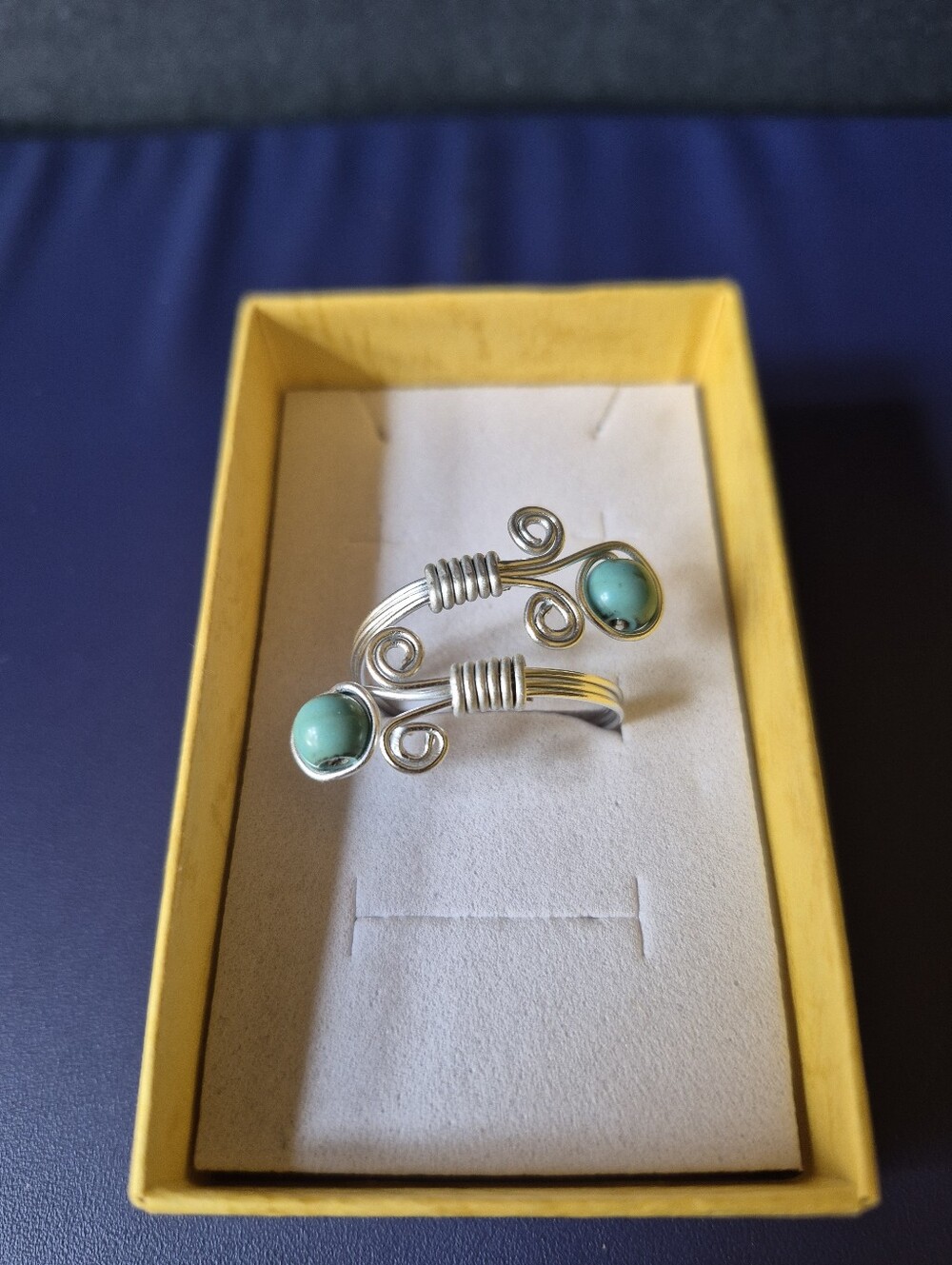 Handcrafted Turquoise Adjustable Ring - Picture 2 of 3